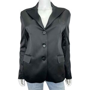 dusica Black Satin Blazer Size S